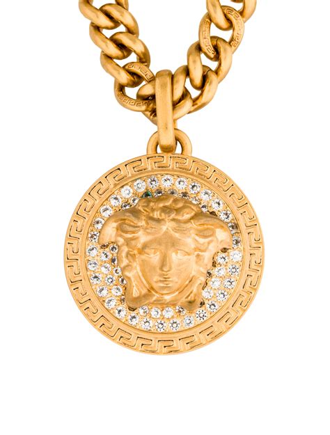 versace circle medusa pendant necklace